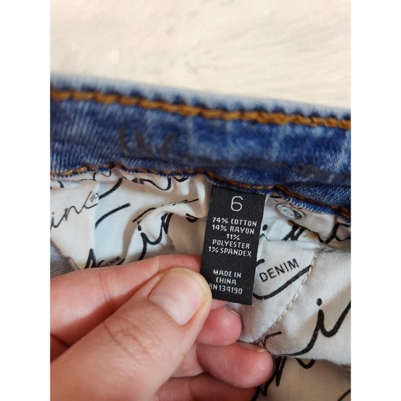 INC International Concepts Denim Patchwork Pencil Skirt Blue Size 6 - Picture 4 of 6